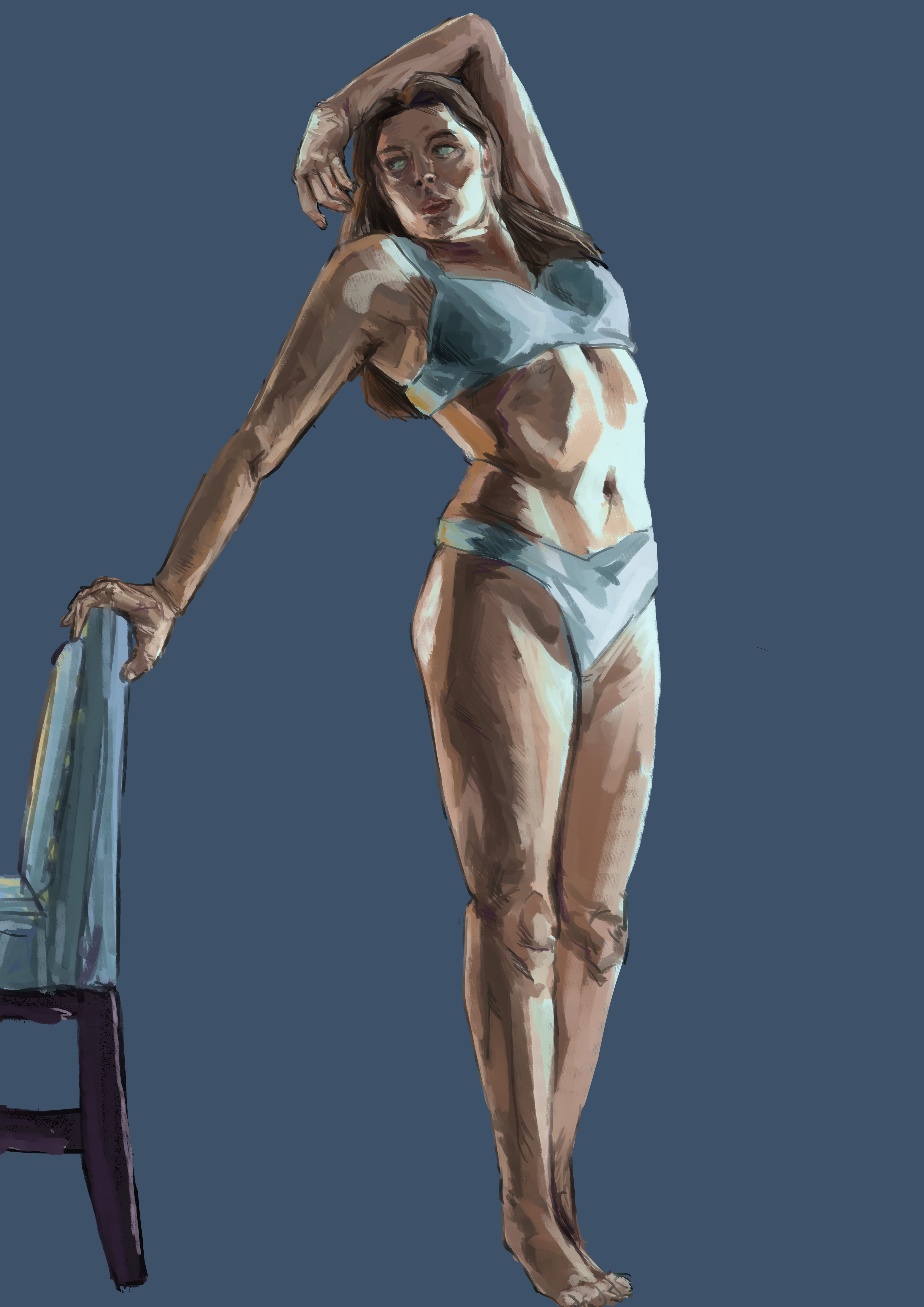 Digital painting of a girl in a pose